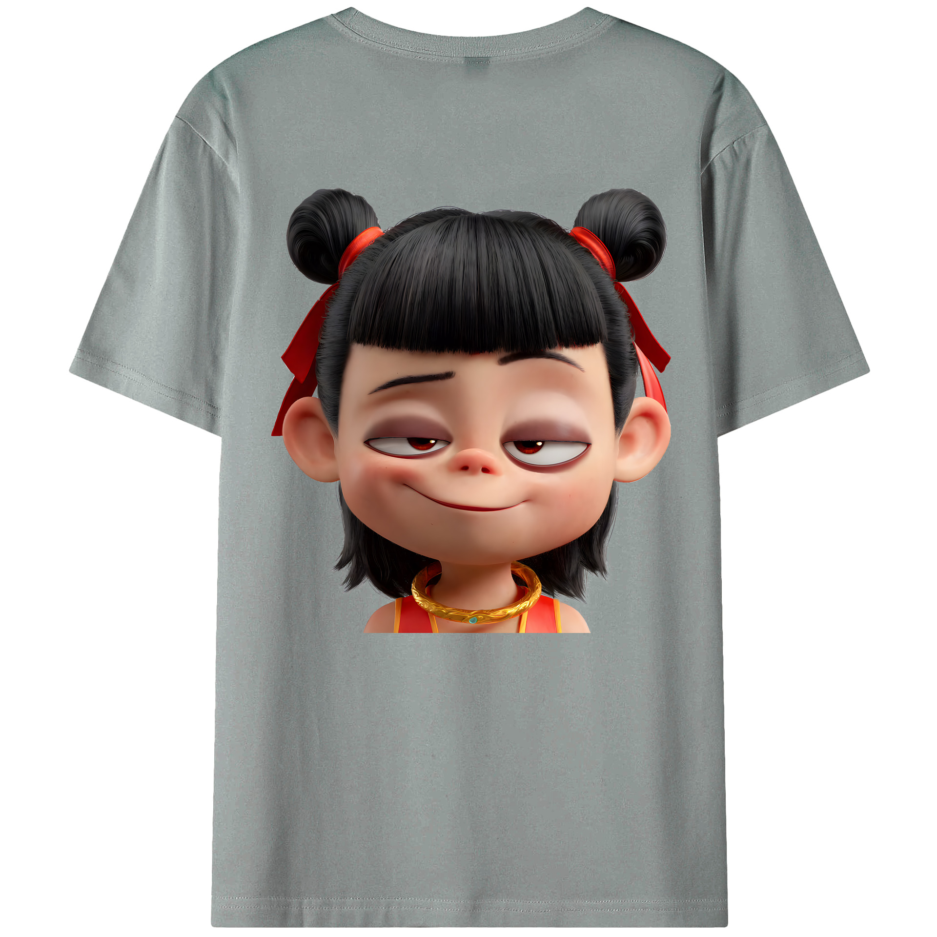 （画像用） Ne Zha 2 ナタ 魔童の大暴れ 綿100％ メンズ半袖Tシャツ（バックプリント） 通気性